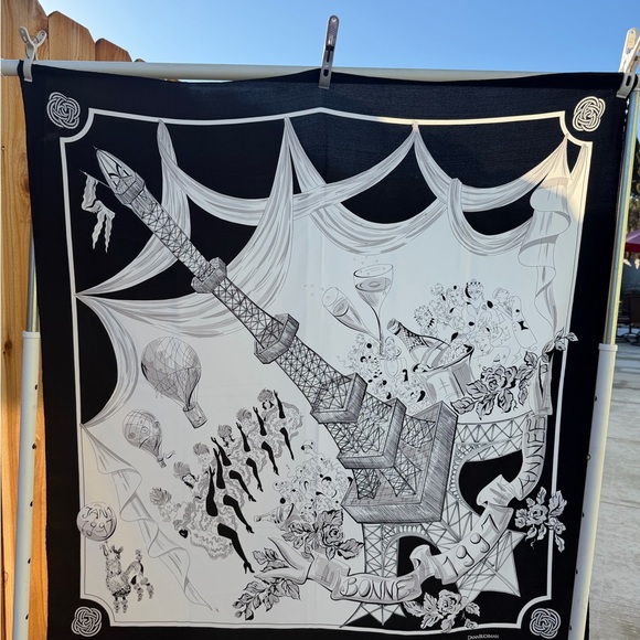 Dana Buchman Accessories - Vintage Dana Buchman “Bonne Annee 1997” silk Scarf